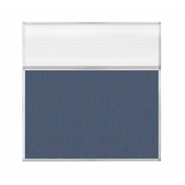 Hush Panel Configurable Cubicle Partition 6' x 6' W/ Window Ocean Fabric Clear Fluted Window